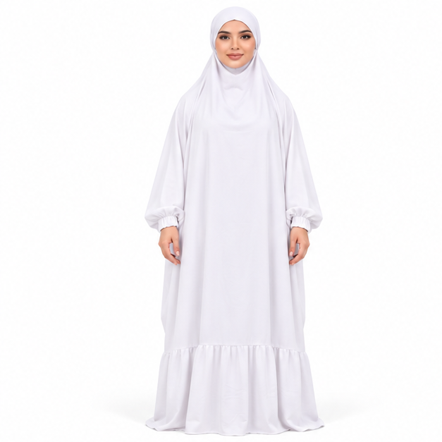 Elegant White Full Coverage Islamic Jilbab-1
