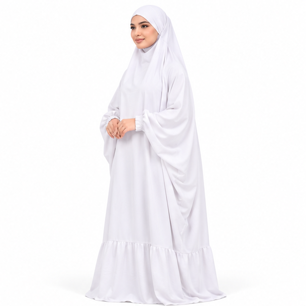 Elegant White Full Coverage Islamic Jilbab-2