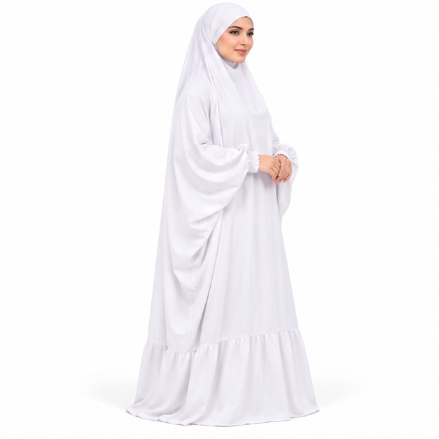 Elegant White Full Coverage Islamic Jilbab-3