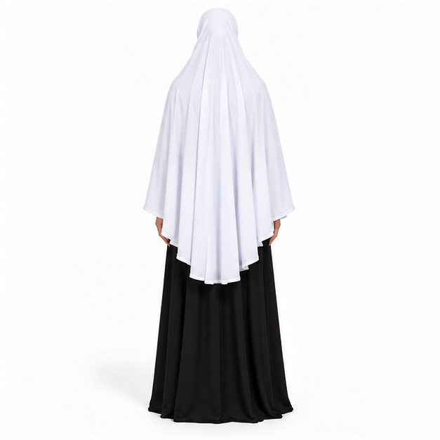 Elegant White Full Coverage Women's Khimar-4