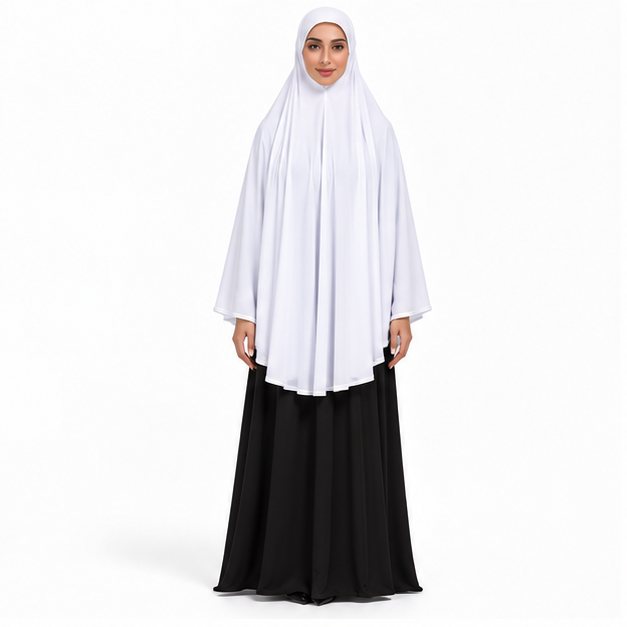 Elegant White Full Coverage Women's Khimar-1