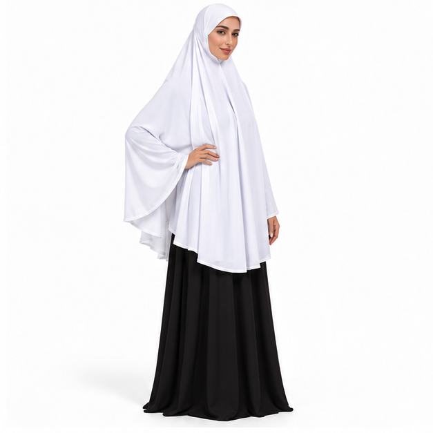 Elegant White Full Coverage Women's Khimar-3